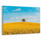 Golden Field Countryside Wall Art - Vibrant Rural Landscape Canvas