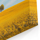 Golden Field Countryside Wall Art - Vibrant Rural Landscape Canvas