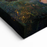 Sunset Coastal Village Countryside Wall Art - Vibrant Landscape Canvas