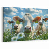 Curious Cows Countryside Wall Art - Pastoral Rural Landscape Canvas