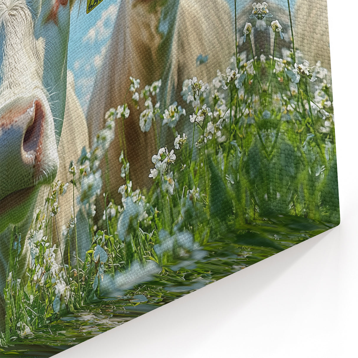 Curious Cows Countryside Wall Art - Pastoral Rural Landscape Canvas