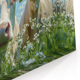 Curious Cows Countryside Wall Art - Pastoral Rural Landscape Canvas
