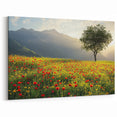 Meadow and Tree Countryside Wall Art - Scenic Pastoral Landscape Canvas