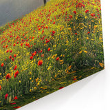 Blooming Meadow Countryside Wall Art - Scenic Tree and Mountain Canvas