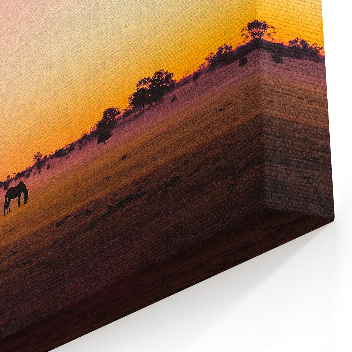 Horses at Sunrise Countryside Wall Art - Pastoral Rural Landscape Canvas
