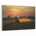 Tractor at Sunset Countryside Wall Art - Rural Farming Landscape Canvas