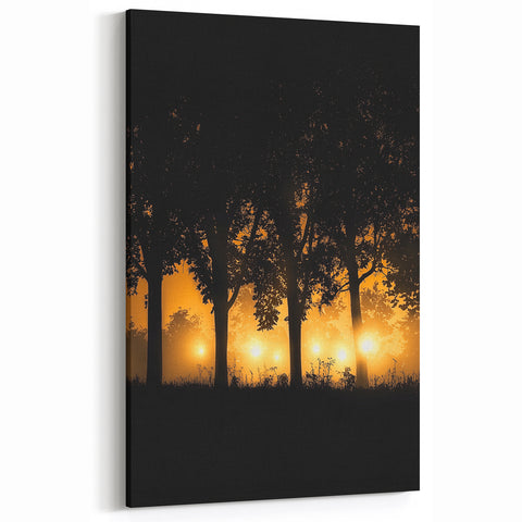 Golden Countryside Wall Art – Rustic Sunset Rural Landscape Canvas