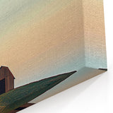 Rustic Barn on Hill Wall Art – Pastoral Countryside Canvas Landscape