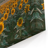 Sunflower Field at Sunset Wall Art – Rustic Countryside Canvas Print