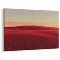 Crimson Wheat Field Wall Art – Minimalist Countryside Canvas Print