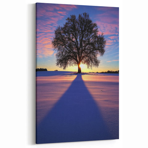 Crimson Wheat Field Wall Art – Minimalist Countryside Canvas Print