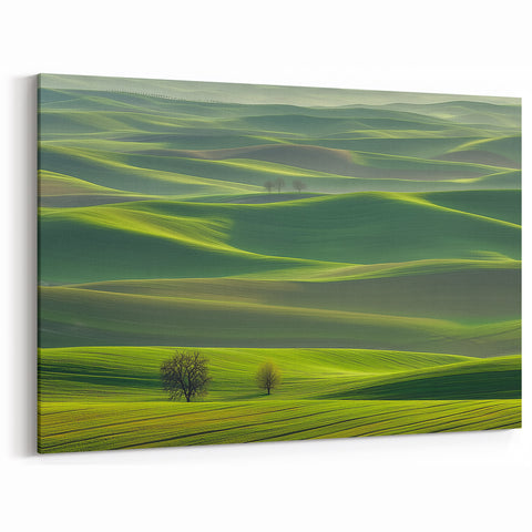 Rolling Green Fields Wall Art – Tranquil Countryside Canvas Print