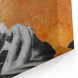 Abstract Human Figures - Bold Orange and Gray Modern Wall Art