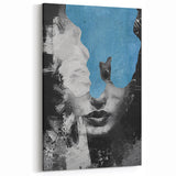 Figurative Abstract Canvas Art - Bold Blue and Gray Modern Design