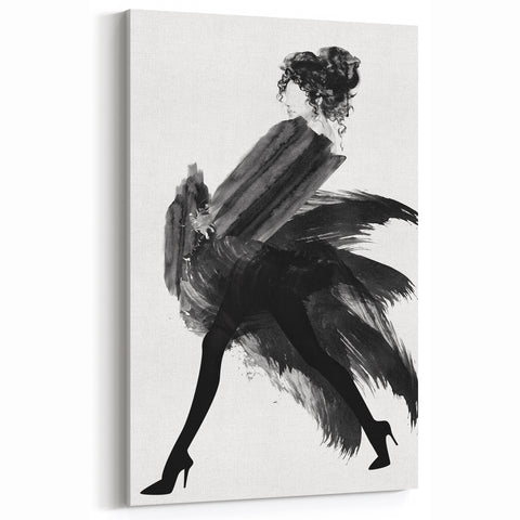 Figurative Abstract Canvas - Chic Black and White High Fashion Design