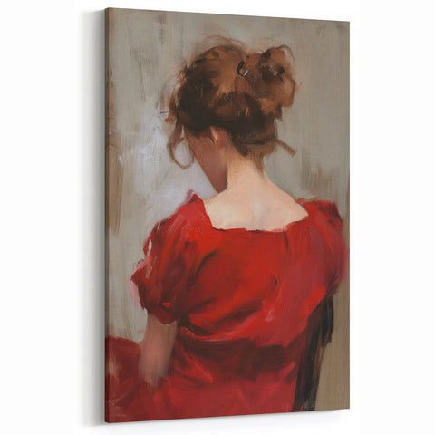 Figurative Abstract Canvas - Contemporary Red Dress Art