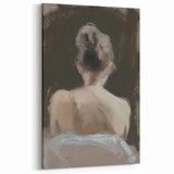 Figurative Abstract Canvas Art - Poised Human Form on Dark Background