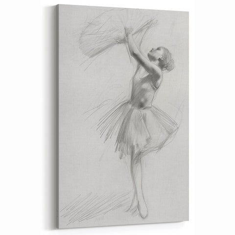 Abstract Human Figure Art - Graceful Dancer in Pencil Sketch Style