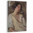 Modern Figurative Canvas Art - Portrait of a Woman in Neutral Tones