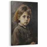 Figurative Portrait Art - Thoughtful Child in Soft Neutral Tones