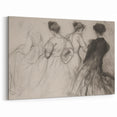 Vintage Figurative Sketch Art - Group of Women in Elegant Attire
