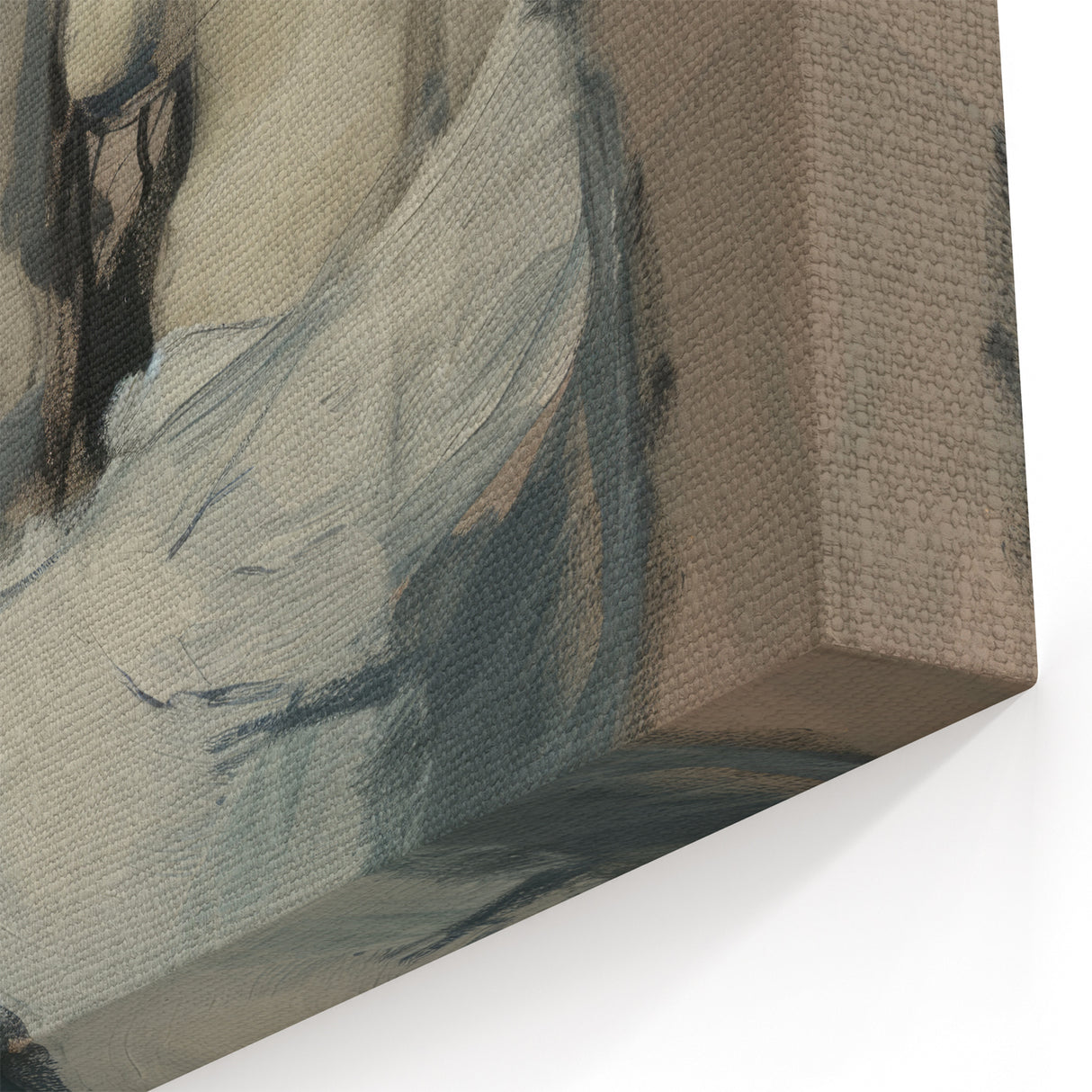 Abstract Figurative Canvas Art - Pensive Female Form in Neutral Tones