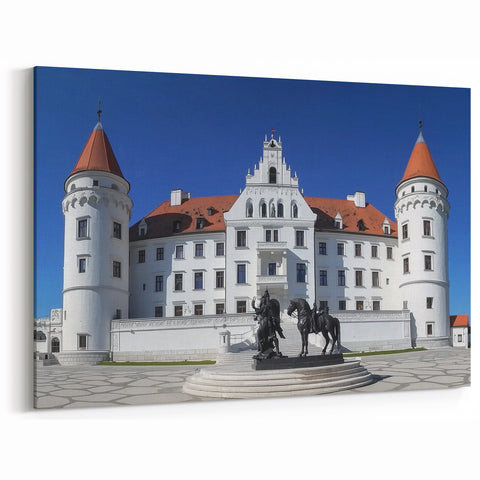 European Castle Prints - White Palace with Towers Under Clear Blue Sky