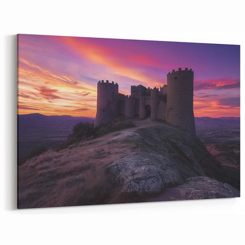 Castle Sunset Prints - Medieval Fortress Under Vibrant Twilight Sky