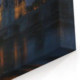 European Castles - Elegant Nighttime Reflection Medieval Castle Art