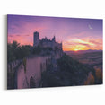 Medieval Castle Landscape - Stunning Sunset Over European Castles