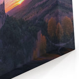 Medieval Castle Landscape - Stunning Sunset Over European Castles