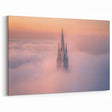 Mystical Castle Spire - Gothic Tower Rising Through Morning Mist