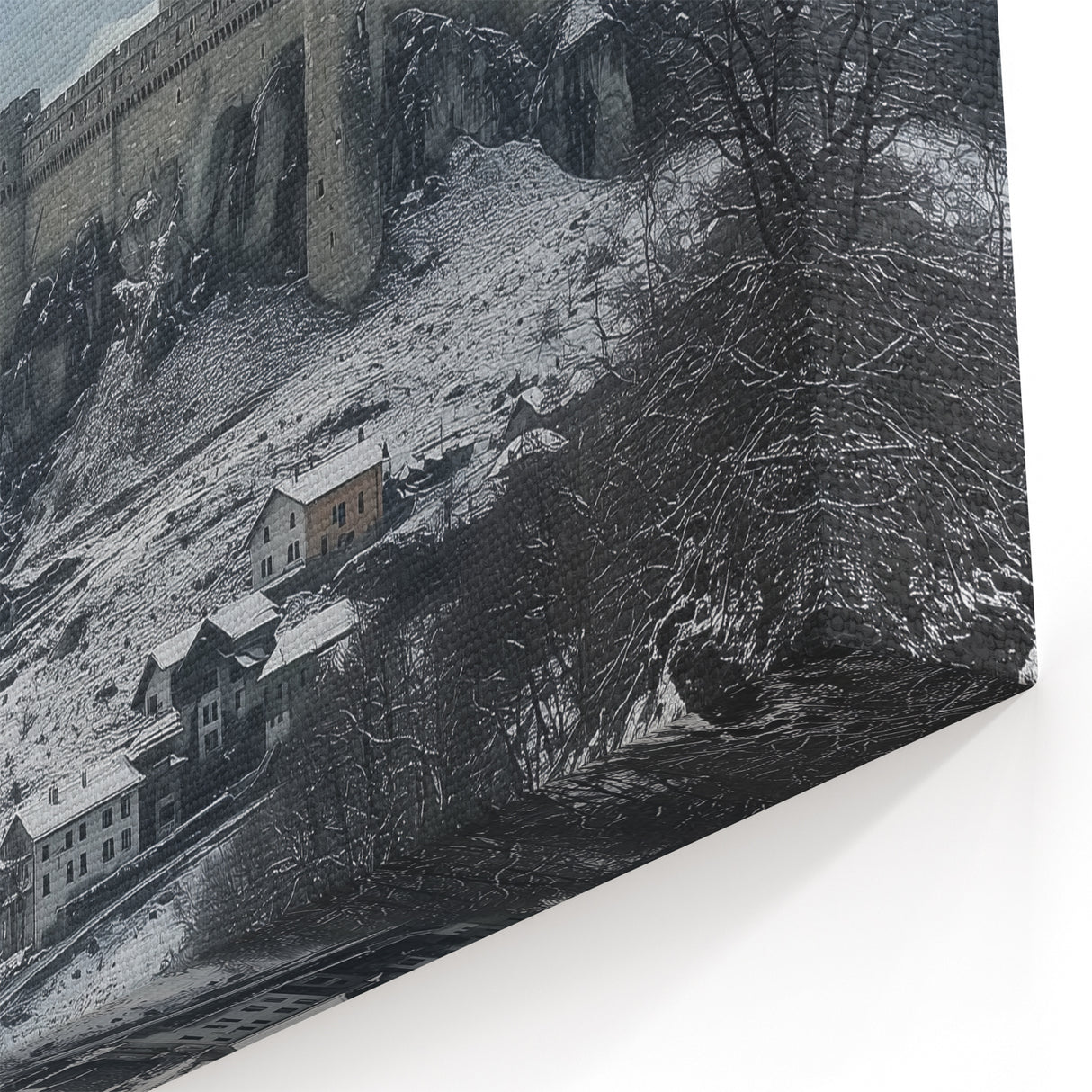 Snow Capped Castle - Majestic Fortress in Alpine Winter Landscape