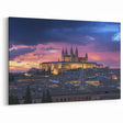 Illuminated Castle - Majestic Fortress at Sunset Over Vibrant Cityscape