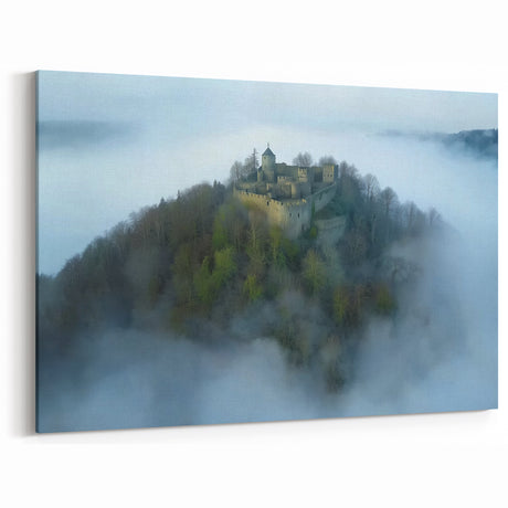 Misty Fortress Above the Clouds - Scenic Castle Landscape Art Print