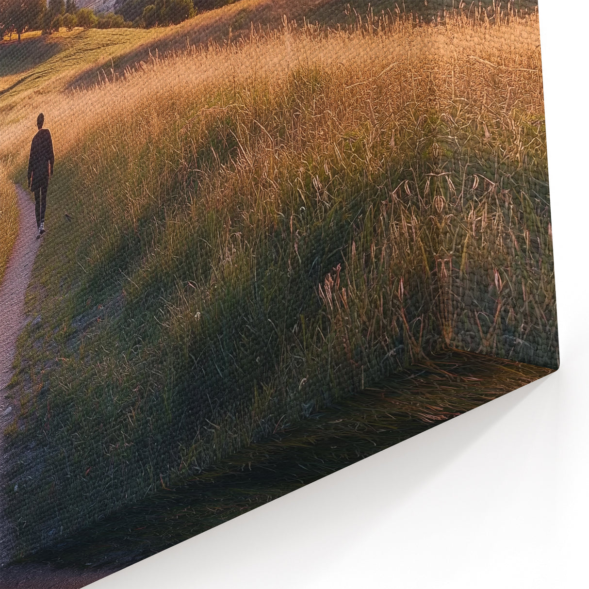 Golden Path to a Hilltop Castle - Scenic Sunset Wall Art