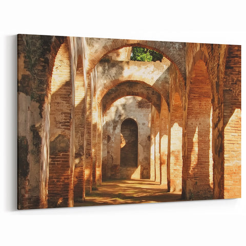 Golden Arches - Sunlit Historic Corridor Wall Art