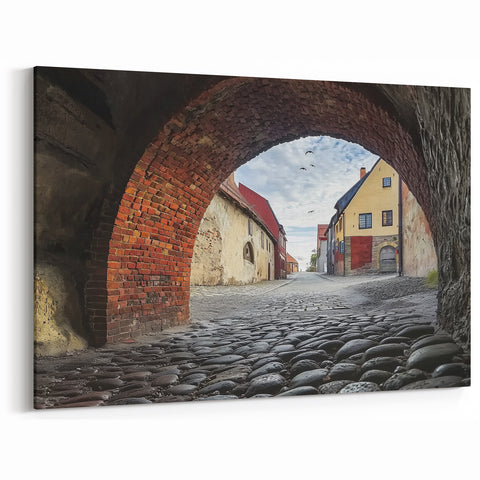Brick Archway to a Quaint Historic Village - Timeless Wall Art