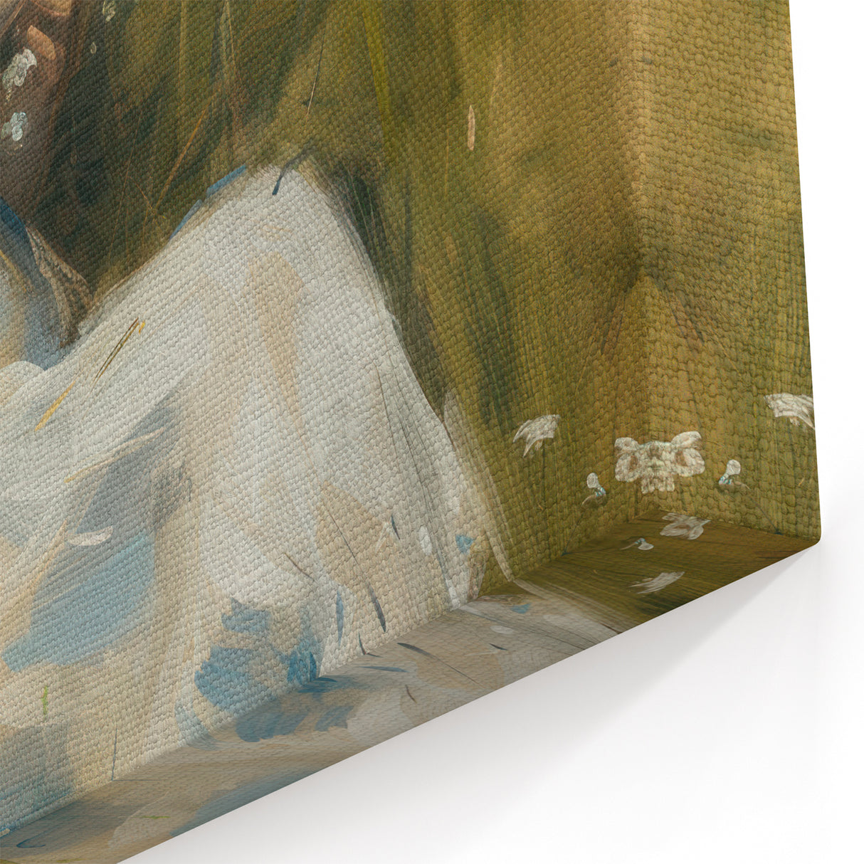 Abstract Human Figures - Pastoral Scene in Light Green and White