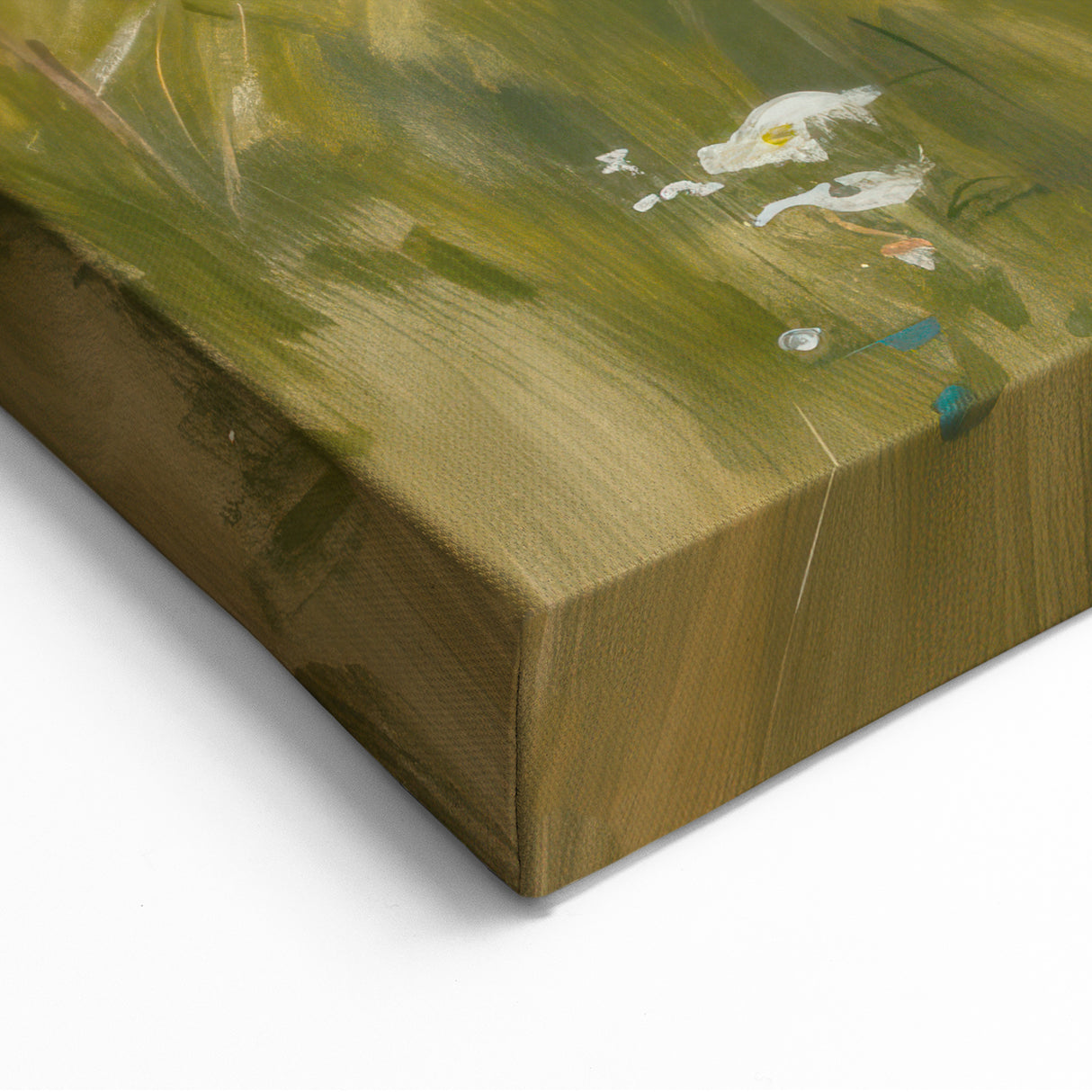 Abstract Human Figures - Pastoral Scene in Light Green and White