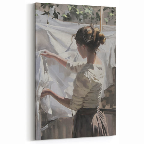 Abstract Human Figures - Rustic Beige and White Figurative Wall Art