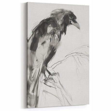 Abstract Figurative Art - Black and White Bird Sketch Wall Decor