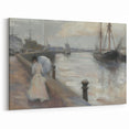 Figurative Abstract Canvas - Serene Walk by the Waterfront