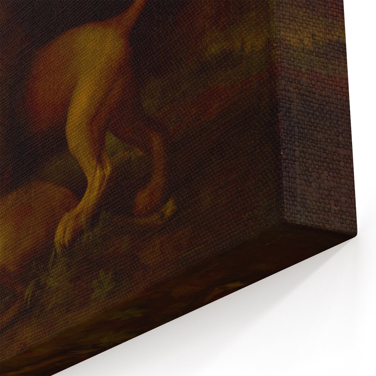 Romanticism Art: "A Lion Attacking a Stag" Wildlife Canvas Print