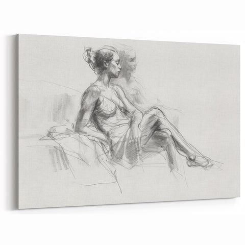 Artistic Figurative Designs - Modern Pencil Sketch Canvas