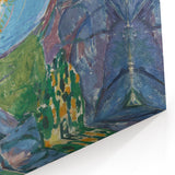 Expressionist Art: Radiant Sunburst with Abstract Mountain Landscape