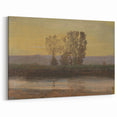 Modern Wall Art: Serene Twilight Landscape with Trees and River Scene