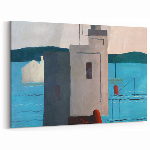Modern Wall Art: Abstract Waterfront Scene with Bold Minimalist Style