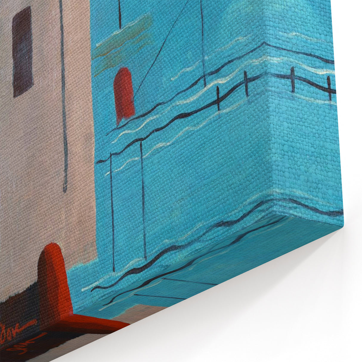 Modern Wall Art: Abstract Waterfront Scene with Bold Minimalist Style