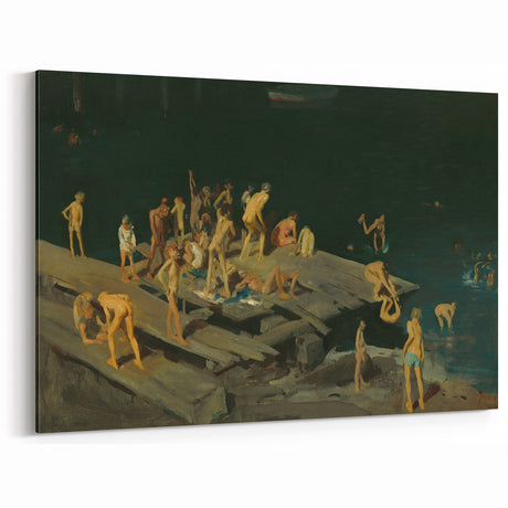 Modern Wall Art: Dynamic Scene of Children by the Waterfront